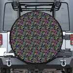 Pink Blue And Green Paisley Print Leather Spare Tire Cover