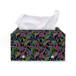 Pink Blue And Green Paisley Print Leather Tissue Box Cover