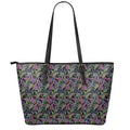 Pink Blue And Green Paisley Print Leather Tote Bag With Zipper