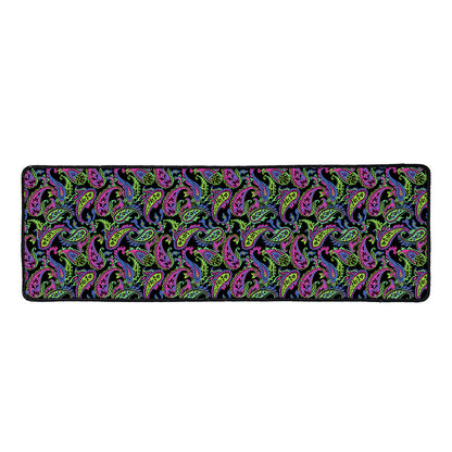 Pink Blue And Green Paisley Print Long Kitchen Mat