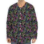 Pink Blue And Green Paisley Print Long Sleeve Baseball Jersey