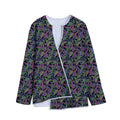Pink Blue And Green Paisley Print Long Sleeve Short Coat