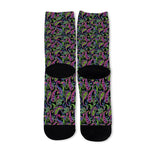 Pink Blue And Green Paisley Print Long Socks