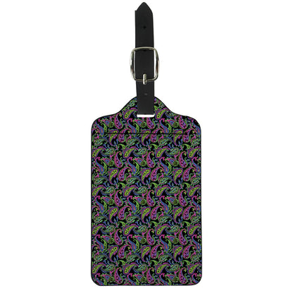 Pink Blue And Green Paisley Print Luggage Tag