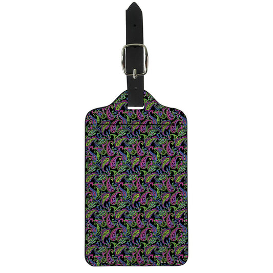 Pink Blue And Green Paisley Print Luggage Tag