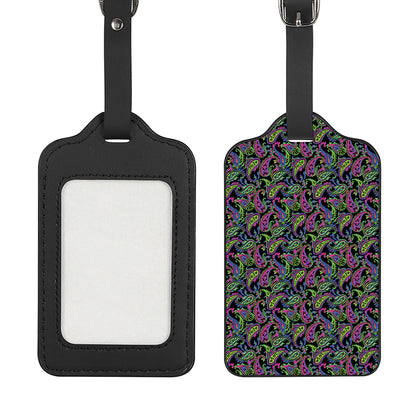 Pink Blue And Green Paisley Print Luggage Tag