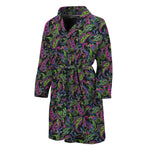 Pink Blue And Green Paisley Print Men's Bathrobe
