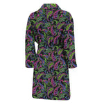 Pink Blue And Green Paisley Print Men's Bathrobe