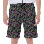 Pink Blue And Green Paisley Print Men's Beach Shorts