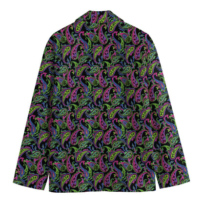 Pink Blue And Green Paisley Print Men's Blazer