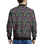 Pink Blue And Green Paisley Print Men's Bomber Jacket