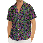 Pink Blue And Green Paisley Print Men's Deep V-Neck Shirt