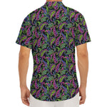Pink Blue And Green Paisley Print Men's Deep V-Neck Shirt