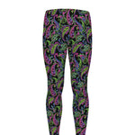 Pink Blue And Green Paisley Print Men's leggings