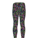 Pink Blue And Green Paisley Print Men's leggings