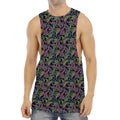 Pink Blue And Green Paisley Print Men's Muscle Tank Top
