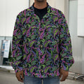 Pink Blue And Green Paisley Print Men's Shirt Jacket