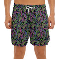 Pink Blue And Green Paisley Print Men's Split Running Shorts