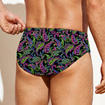 Pink Blue And Green Paisley Print Men's Swim Briefs