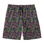 Pink Blue And Green Paisley Print Men's Swim Trunks