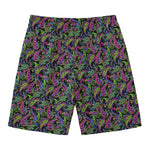 Pink Blue And Green Paisley Print Men's Swim Trunks