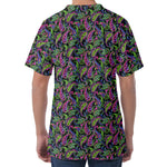 Pink Blue And Green Paisley Print Men's Velvet T-Shirt