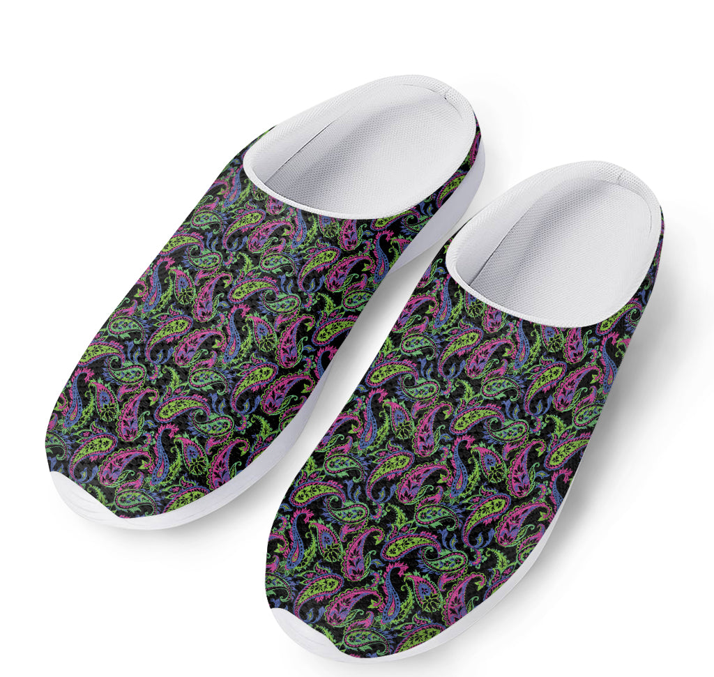 Pink Blue And Green Paisley Print Mesh Casual Shoes