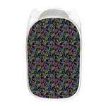 Pink Blue And Green Paisley Print Mesh Laundry Hamper