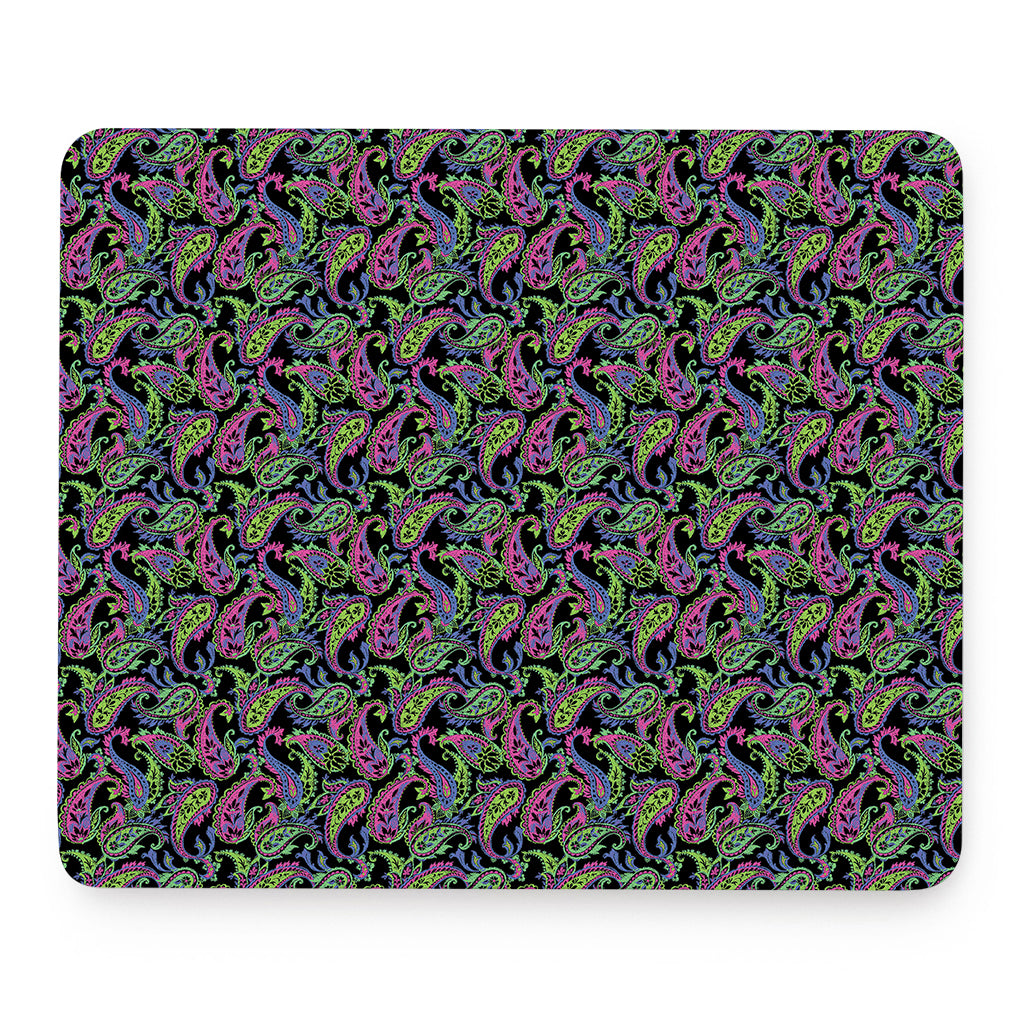 Pink Blue And Green Paisley Print Mouse Pad
