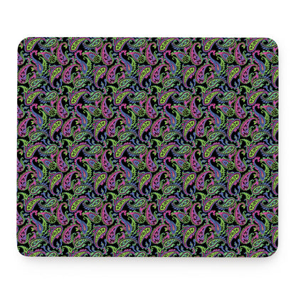 Pink Blue And Green Paisley Print Mouse Pad