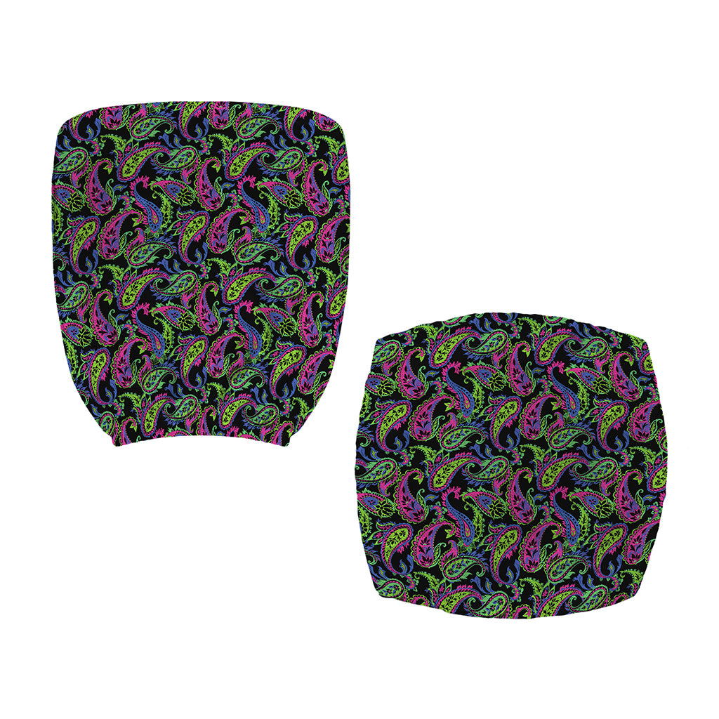 Pink Blue And Green Paisley Print Office Chair Cover