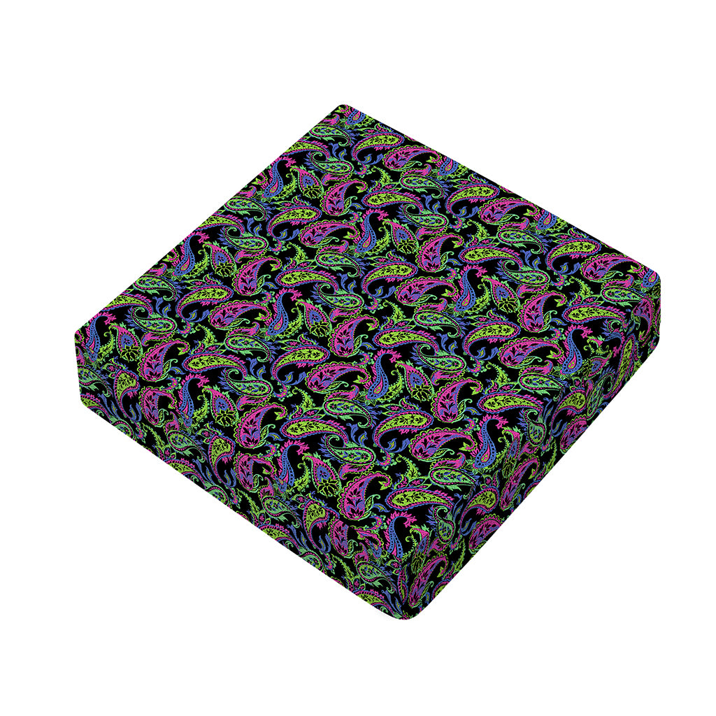 Pink Blue And Green Paisley Print Outdoor Seat Cushion Cover