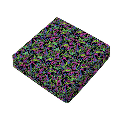 Pink Blue And Green Paisley Print Outdoor Seat Cushion Cover