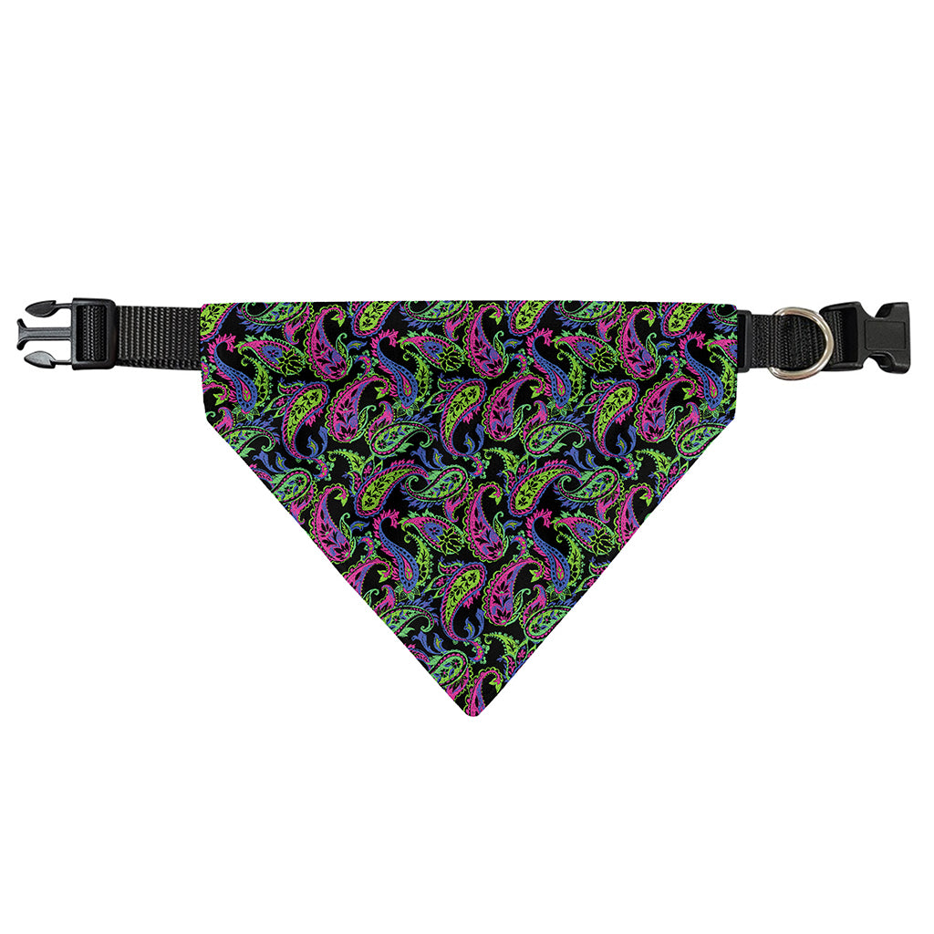 Pink Blue And Green Paisley Print Over The Collar Dog Bandana