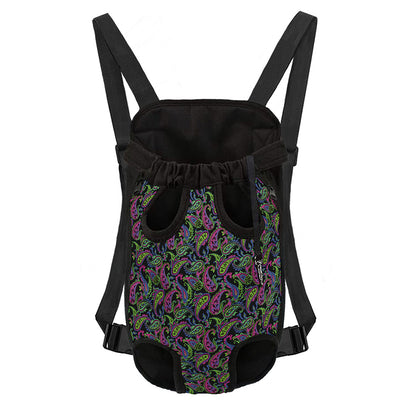 Pink Blue And Green Paisley Print Pet Carrier Backpack