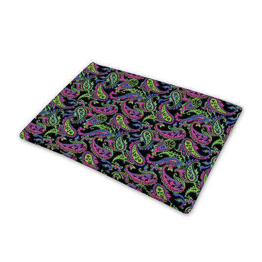 Pink Blue And Green Paisley Print Pet Cooling Mat Cover