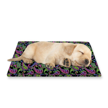 Pink Blue And Green Paisley Print Pet Cooling Mat Cover