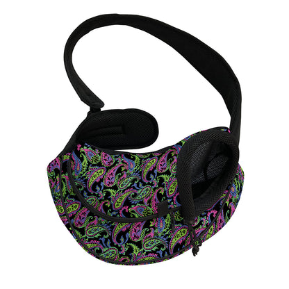 Pink Blue And Green Paisley Print Pet Sling Carrier