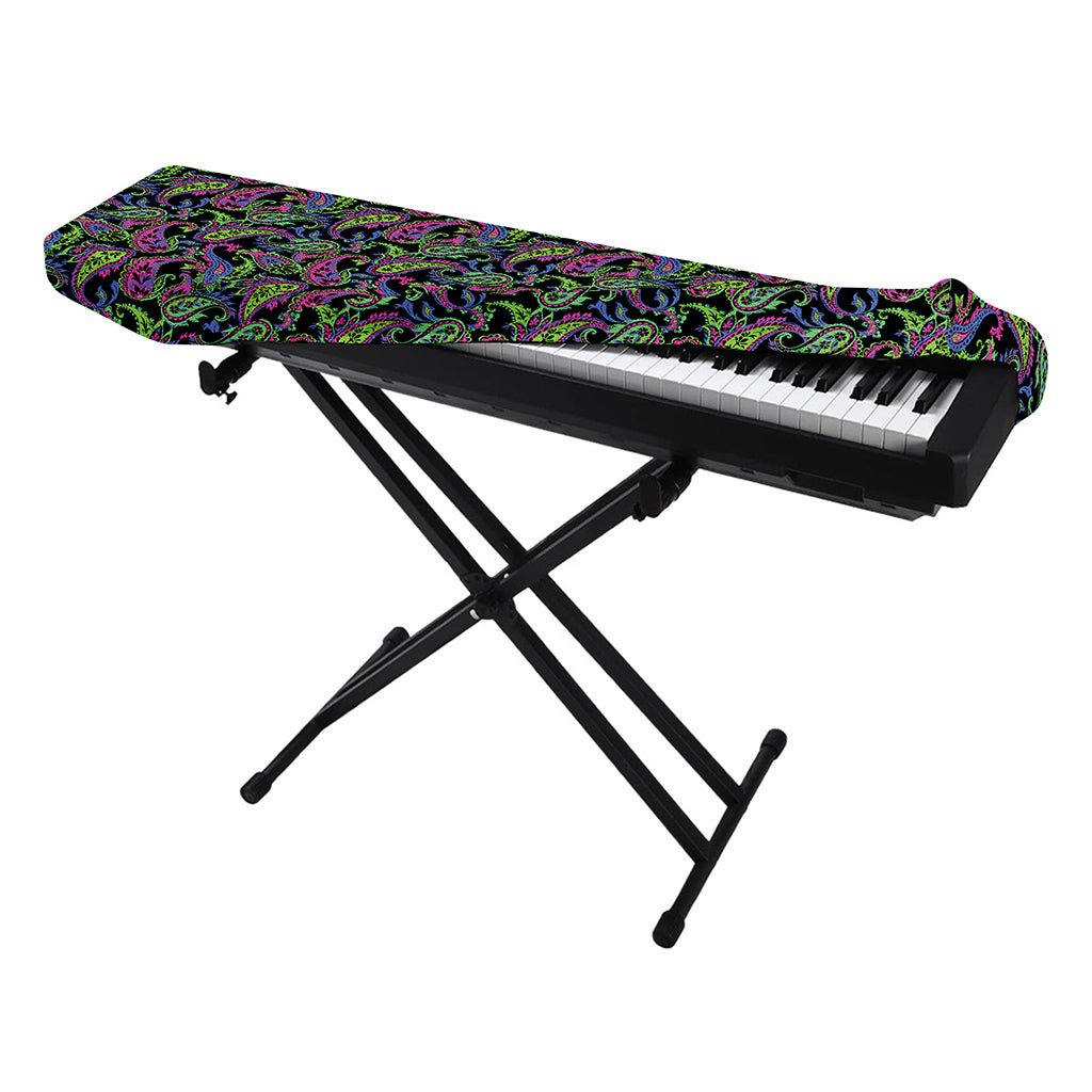 Pink Blue And Green Paisley Print Piano Keyboard Cover