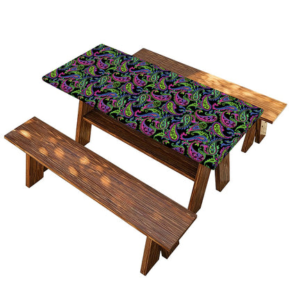 Pink Blue And Green Paisley Print Picnic Table Cover