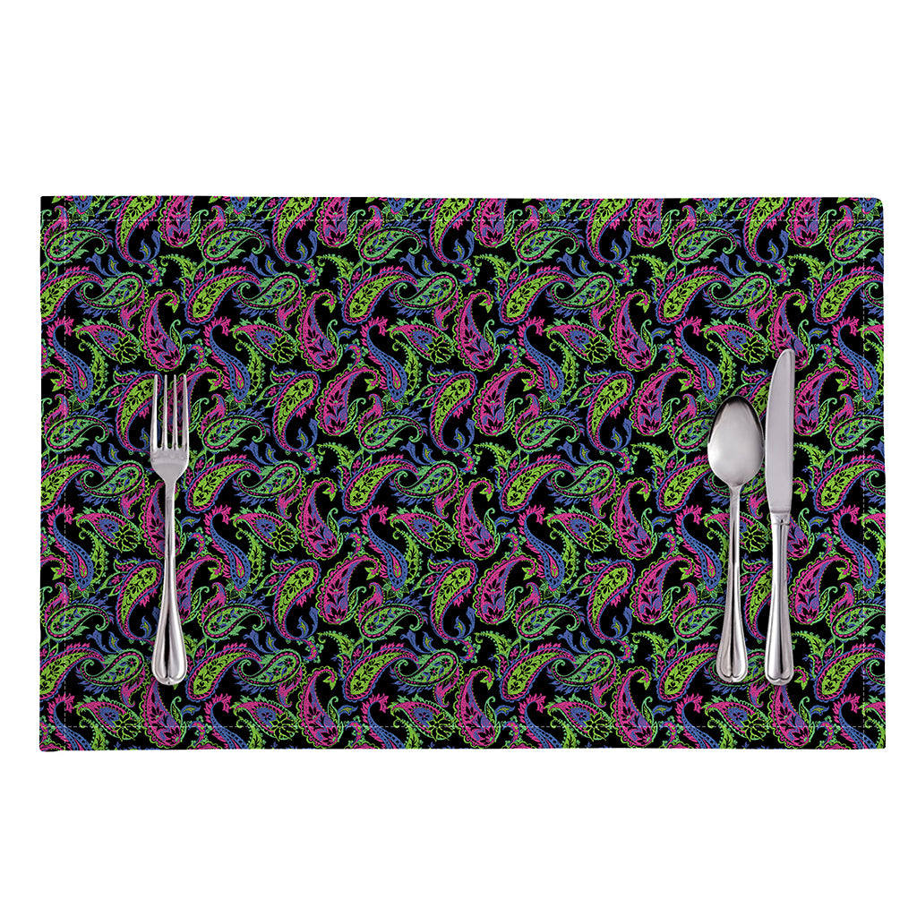 Pink Blue And Green Paisley Print Placemat