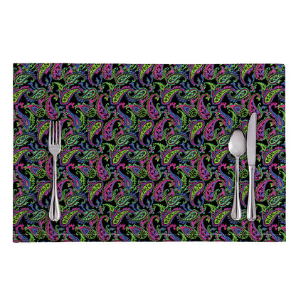 Pink Blue And Green Paisley Print Placemat
