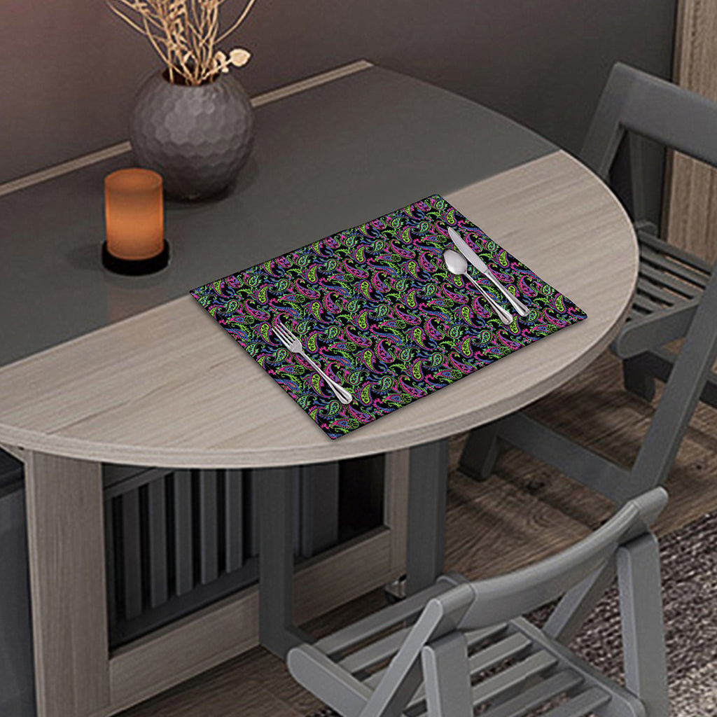 Pink Blue And Green Paisley Print Placemat