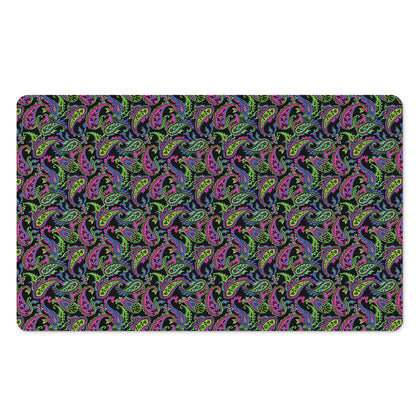 Pink Blue And Green Paisley Print Polyester Doormat