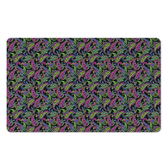 Pink Blue And Green Paisley Print Polyester Doormat