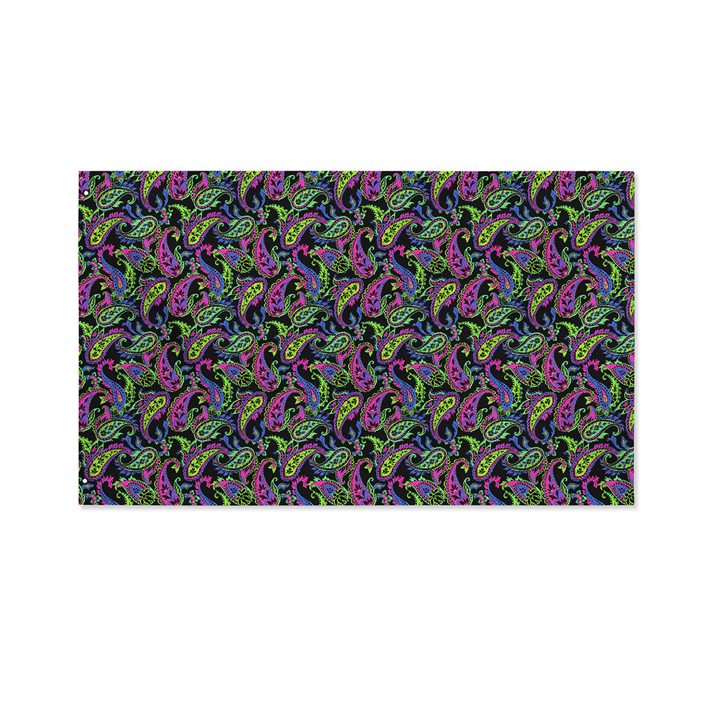 Pink Blue And Green Paisley Print Polyester Flag