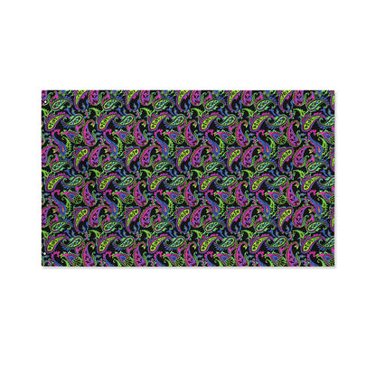 Pink Blue And Green Paisley Print Polyester Flag