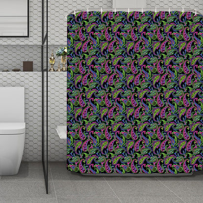 Pink Blue And Green Paisley Print Polyester Shower Curtain