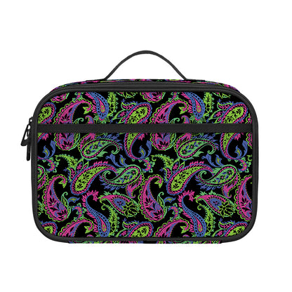 Pink Blue And Green Paisley Print Portable Lunch Bag