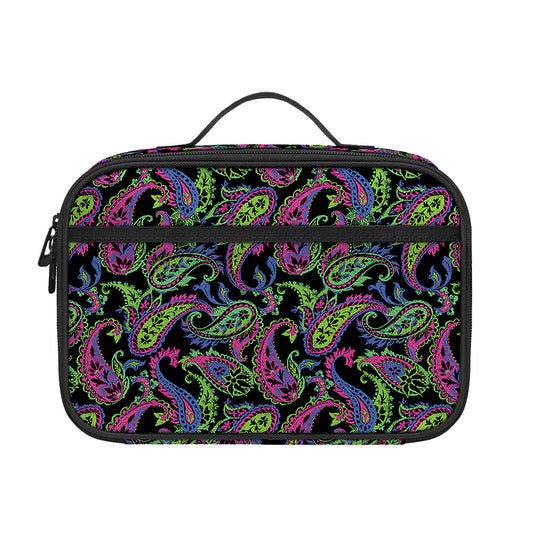 Pink Blue And Green Paisley Print Portable Lunch Bag